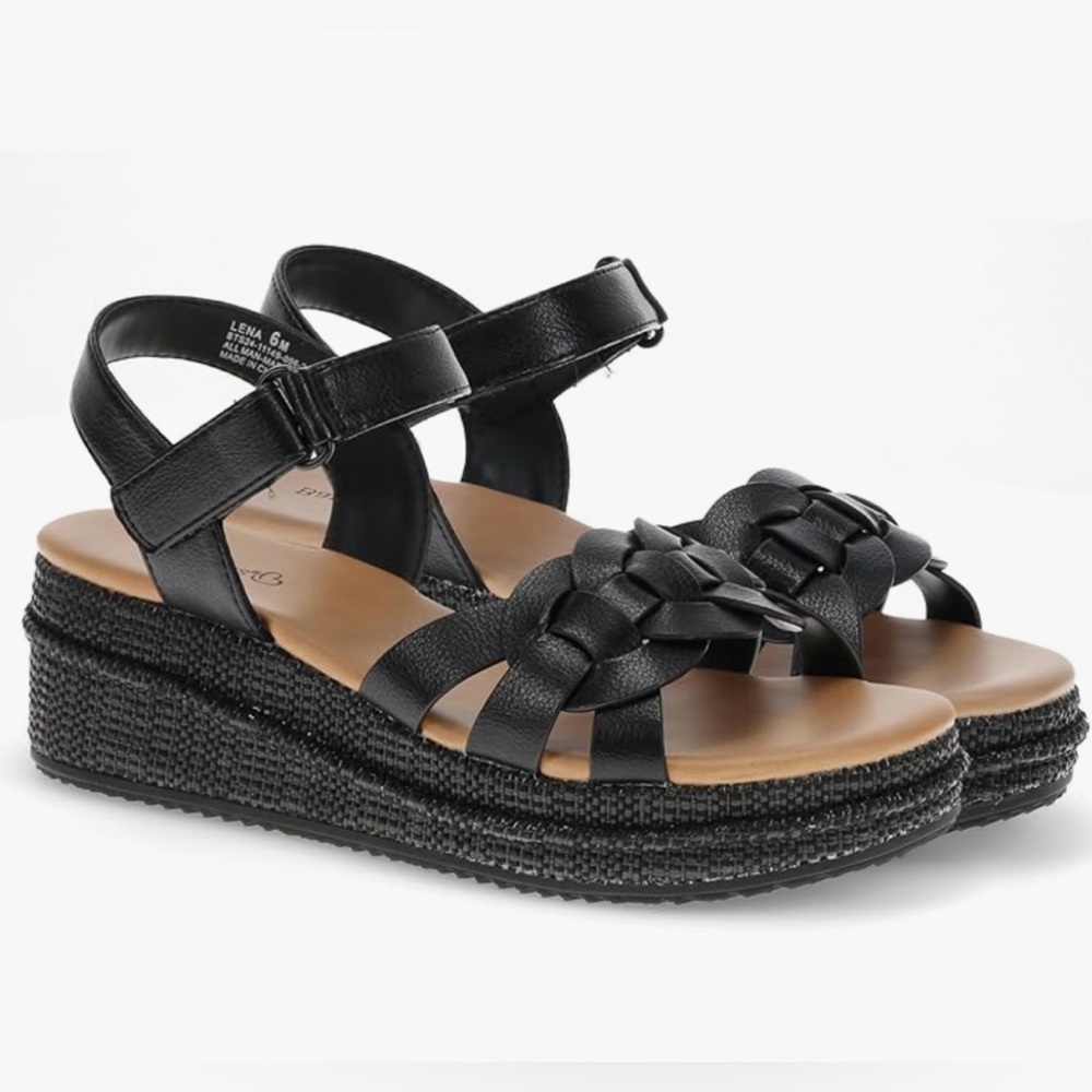 BareTraps Black Sandals with Braided Design